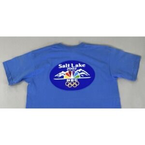 Vintage 2002‎ NBC Olympics T Shirt Unisex Sz Large Blue  Games Salt Lake Y2K